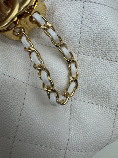 CHANEL Mini 25Bag 白色亮金扣