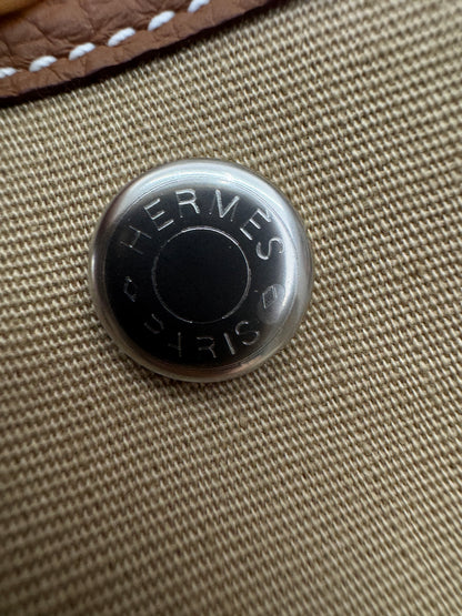 HERMES Garden Party 36 金棕拼風衣灰帆布 Negonda/ Canvas