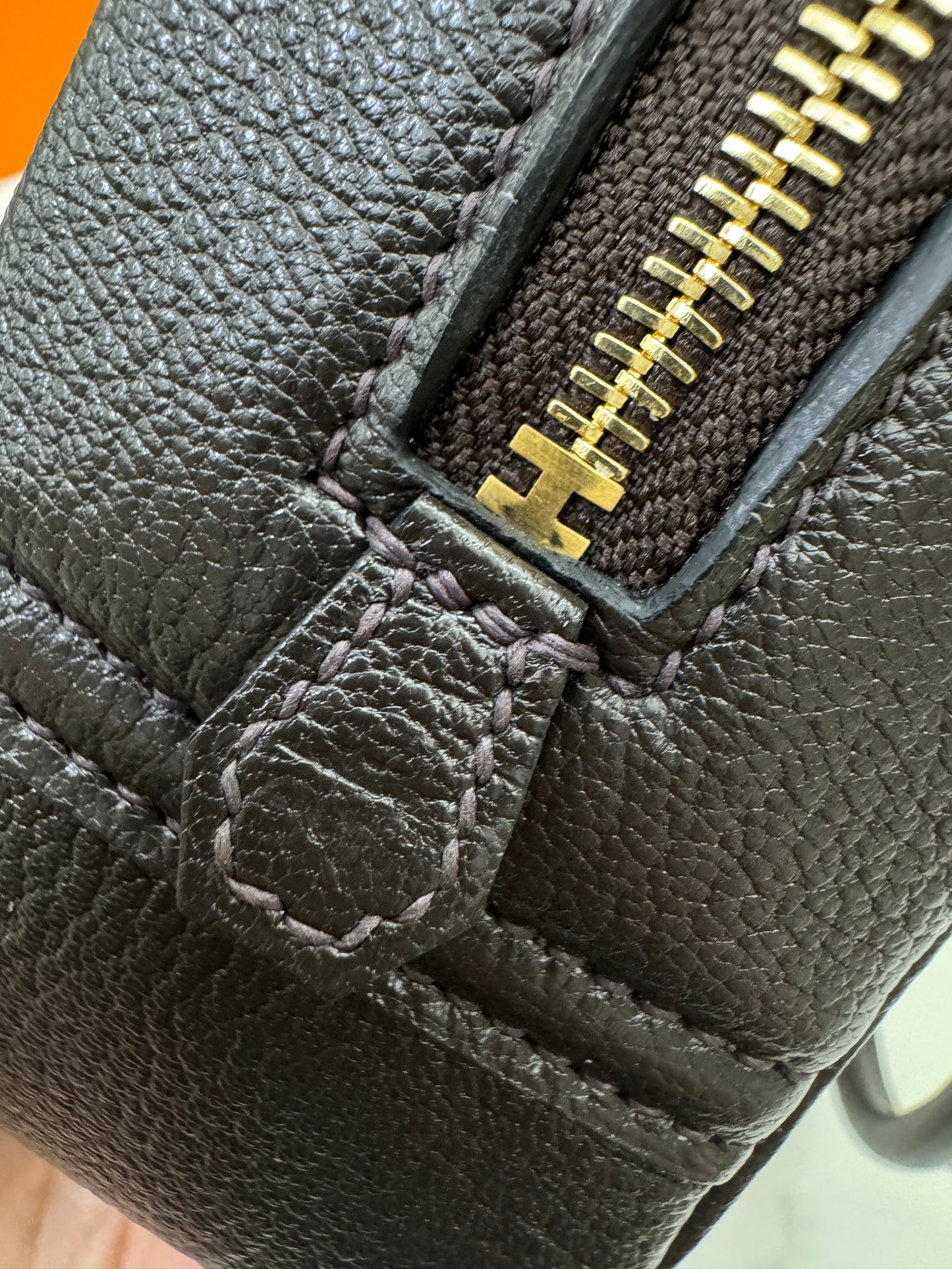 HERMES Mini Plume 一代 烏木色金扣 山羊皮 Ubene GHW Chevre Mysore