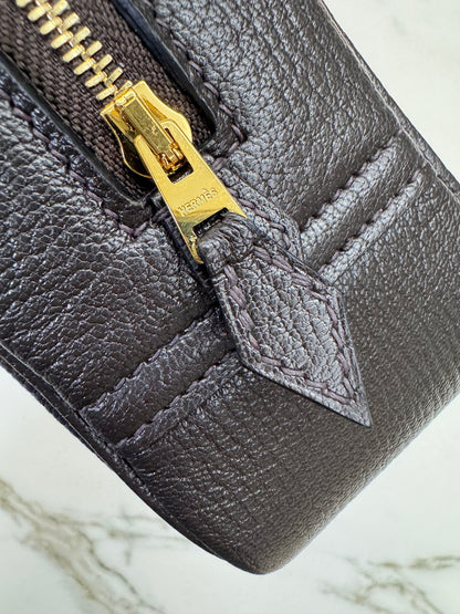 HERMES Mini Plume 一代 烏木色金扣 山羊皮 Ubene GHW Chevre Mysore