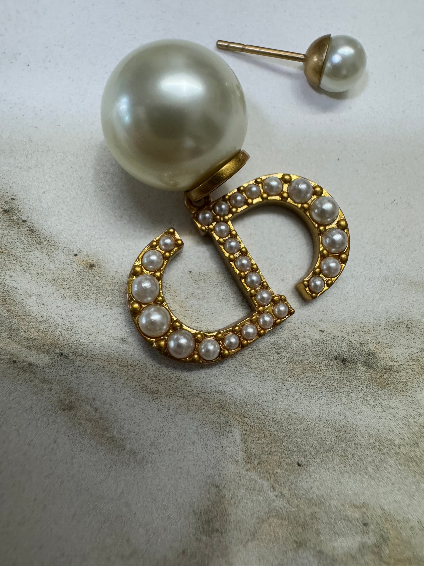 DIOR 前後戴珍珠CD耳環