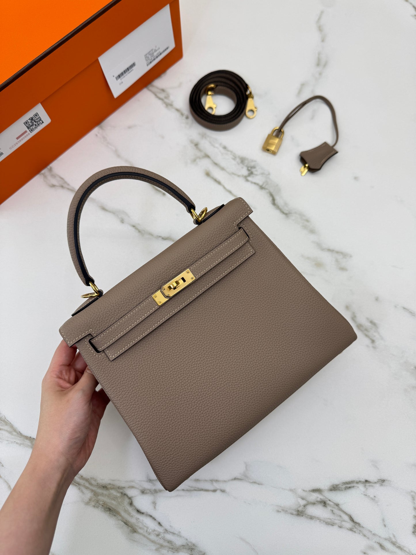 HERMES Kelly 25 斑鳩灰金扣 內縫 Togo 81 Gris Tourterelle GHW