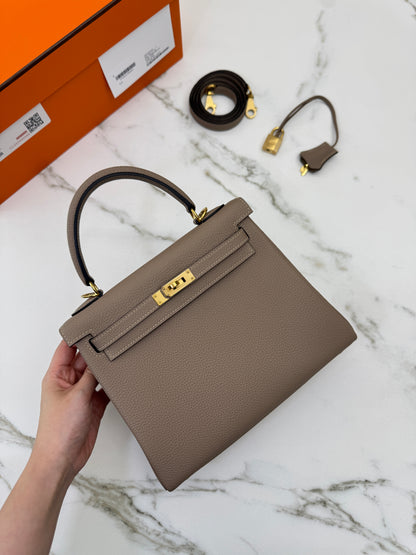 HERMES Kelly 25 斑鳩灰金扣 內縫 Togo 81 Gris Tourterelle GHW