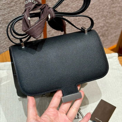 HERMES Mini Constance 鏡子款 黑銀 Epsom