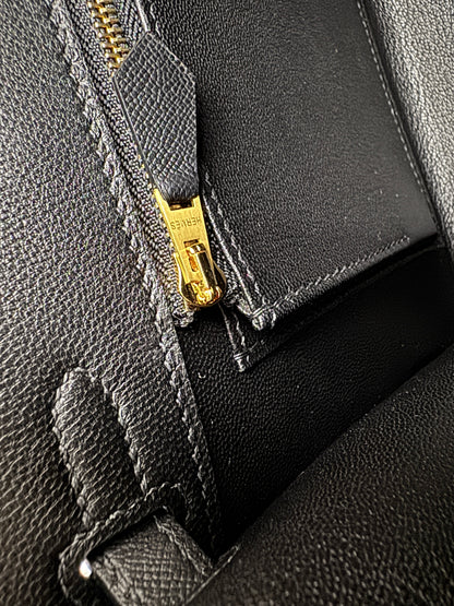 HERMES Birkin 25 黑色 Madame 拉絲金扣 89 Noir Sellier