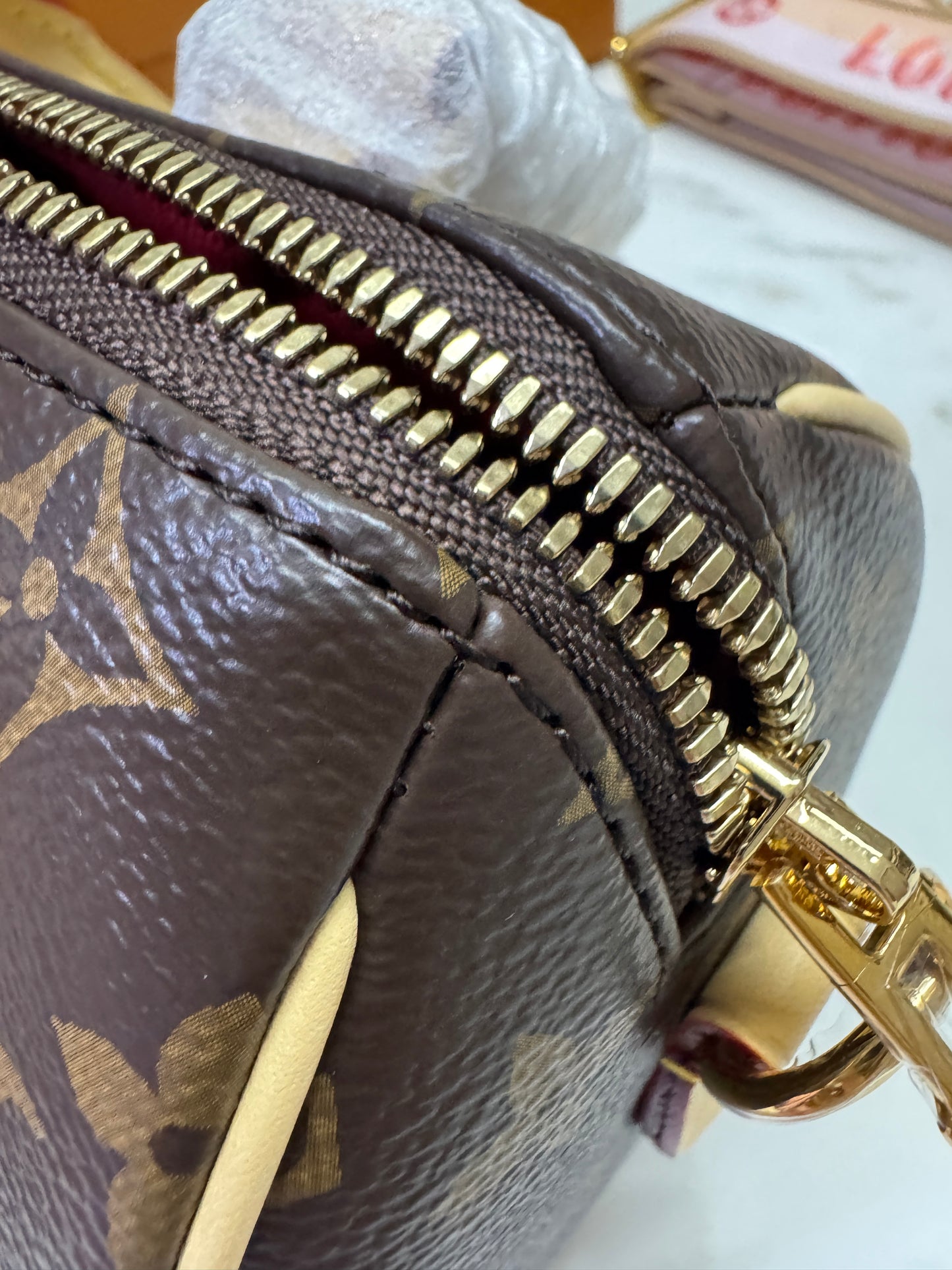 LV Speedy 20 粉橙色肩帶
