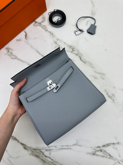 HERMES Kelly 25 Togo內縫 木偶灰銀扣 Gris Pantin PHW