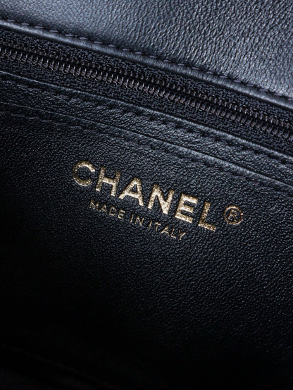 CHANEL CF17 方胖子 黑金羊皮 mini square
