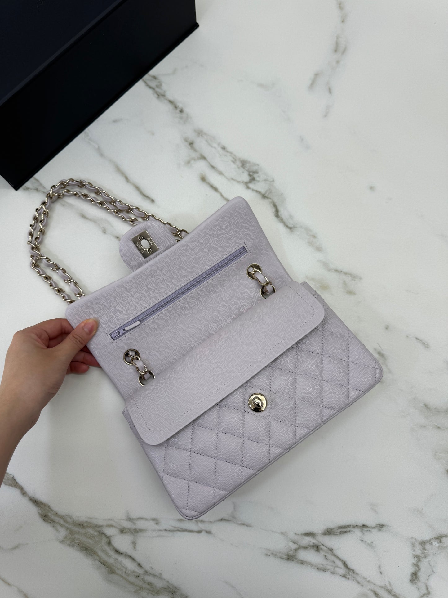 CHANEL 21S 淺粉紫 Classic Flap Small CF23 Liliac
