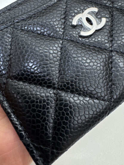 CHANEL 一片式卡包 黑銀牛