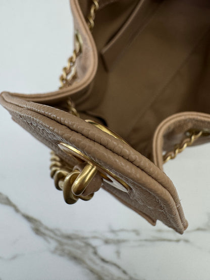 CHANEL Mini 25Bag 奶茶杏荔枝皮 Caviar Calfskin