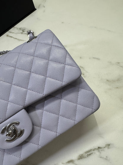 CHANEL CF25 Medium 21K香芋紫銀扣 牛皮 caviar