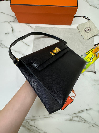 HERMES Kelly Elan 黑金 山羊皮 Mysore