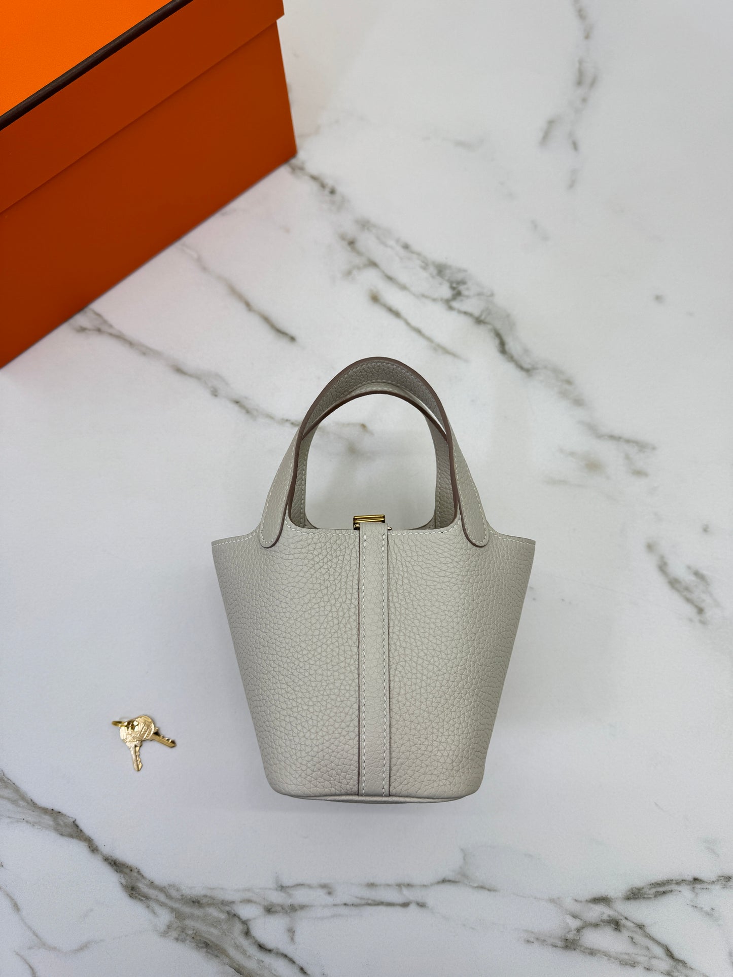 HERMES Picotin Lock 14 奶昔白金扣 TC Craie GHW