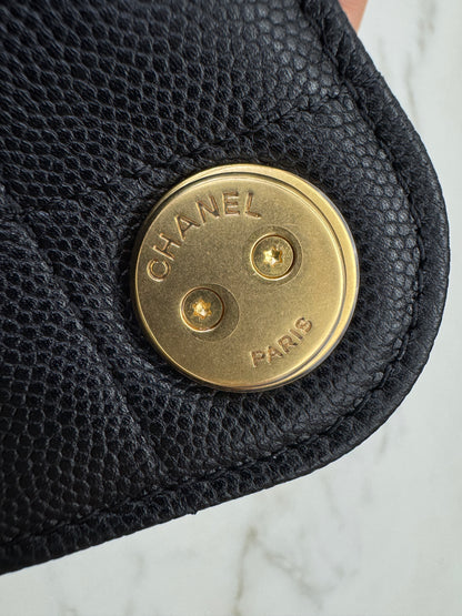 CHANEL Mini 25 Bag 黑色荔枝皮 金扣 Caviar Calfskin GHW