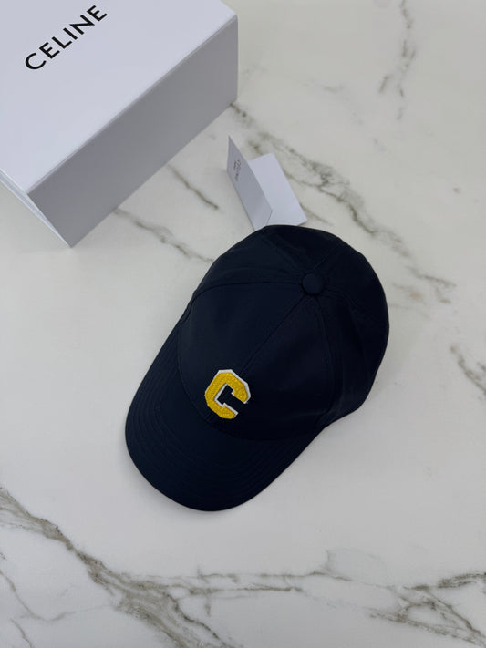 CELINE 黃色C字鴨舌帽 藏藍色