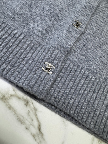 CHANEL 24B 羊絨開衫 灰色 100% cashmere