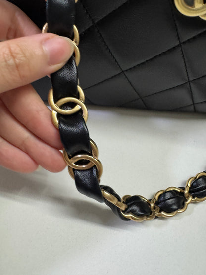 CHANEL 24K Hobo 雙C粗鏈 羊皮