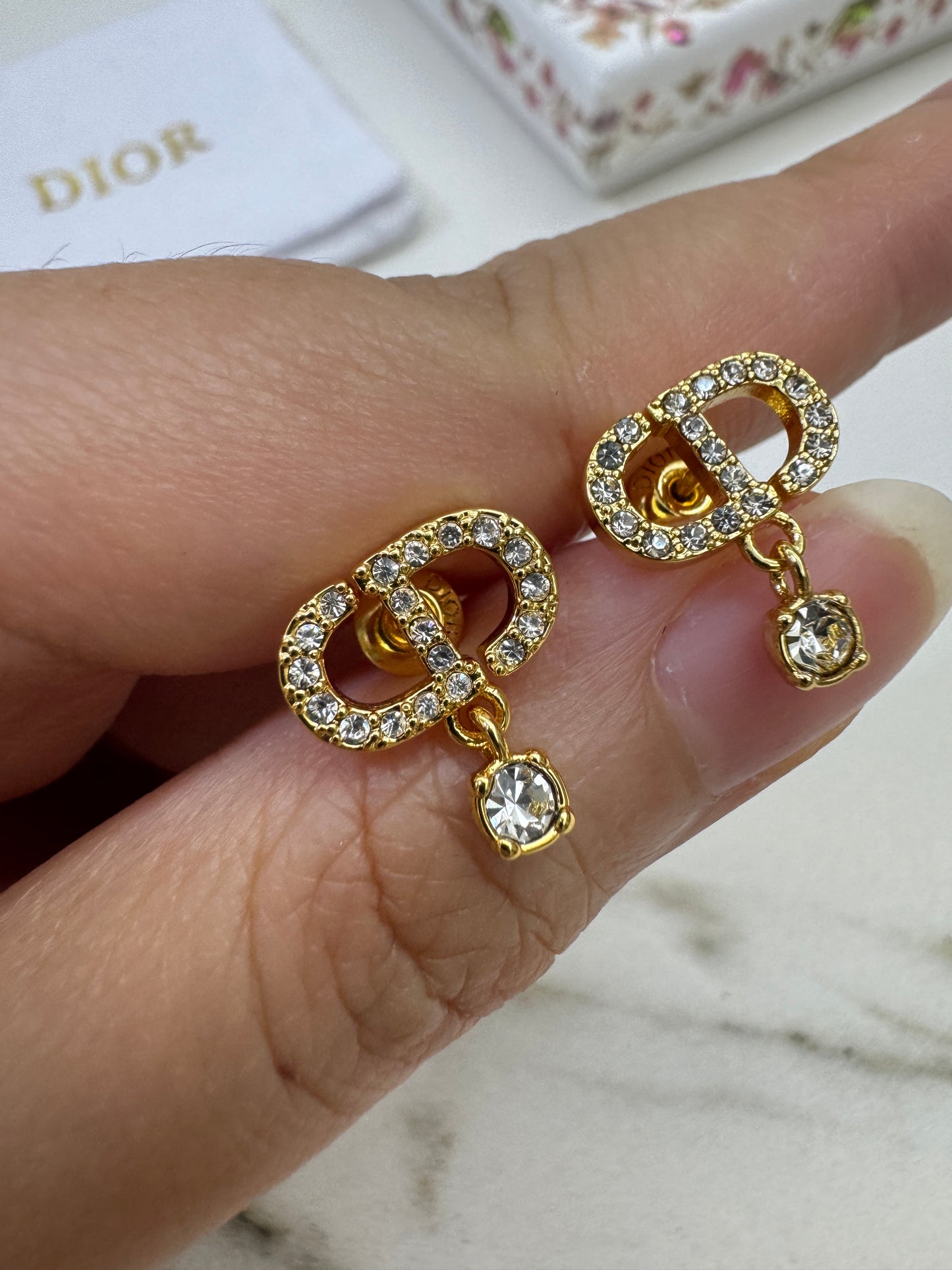DIOR Petit CD耳環 金色