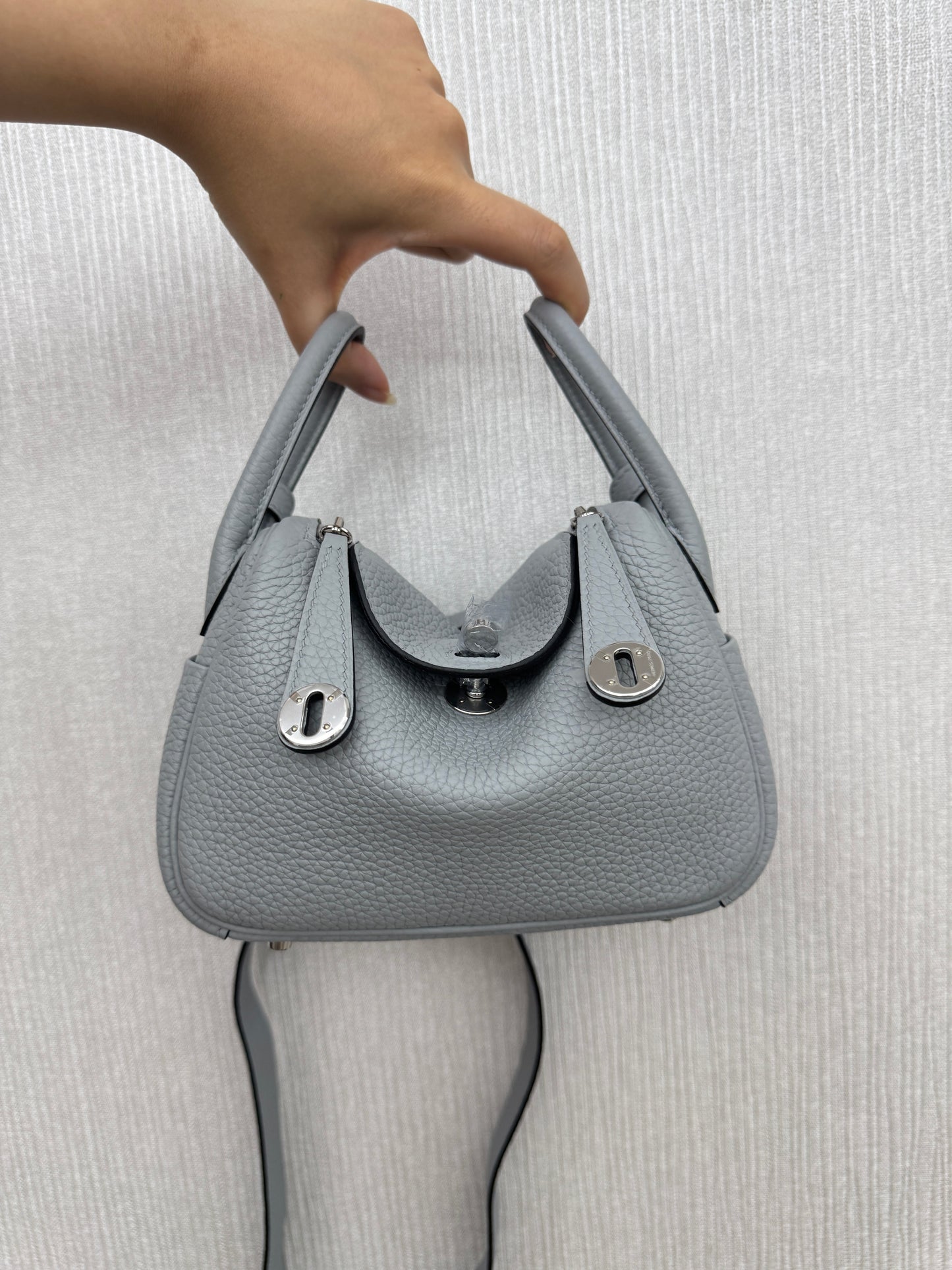 HERMES Mini Lindy II 木偶灰銀扣 TC Gris Platin PHW