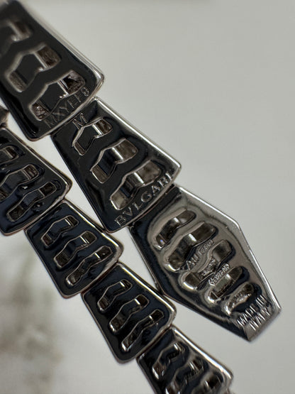 BVLGARI Serpenti 滿鑽手鐲 白金色