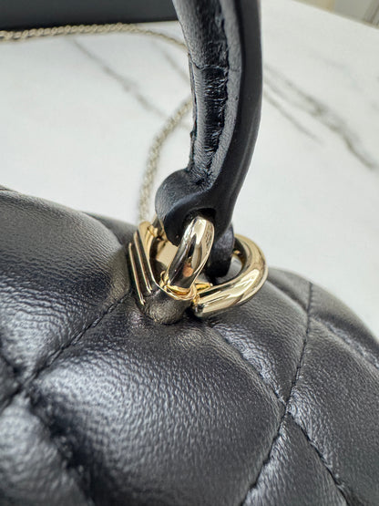 CHANEL Mini CF Handle 黑色羊皮淺金扣 Black Lambskin with GHE