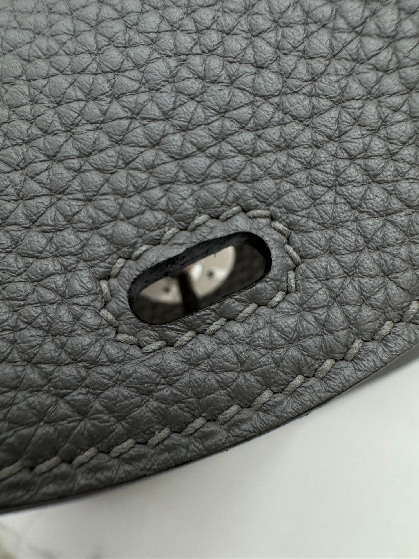 HERMES Mini Lindy 積雨雲灰銀扣 0L Gris Meyer PHW