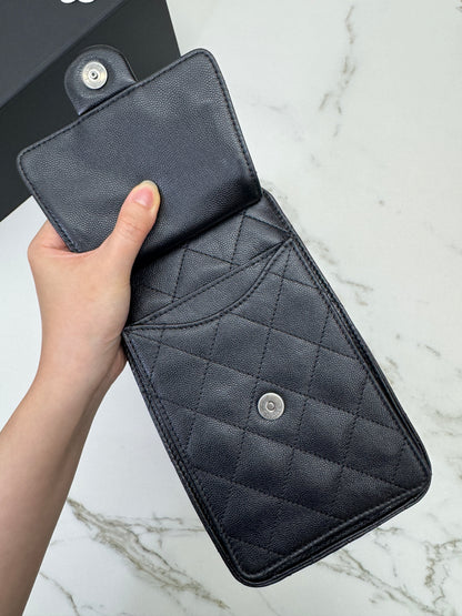 CHANEL 25Bag Small 黑銀小號 荔枝牛皮 Caviar Calfskin