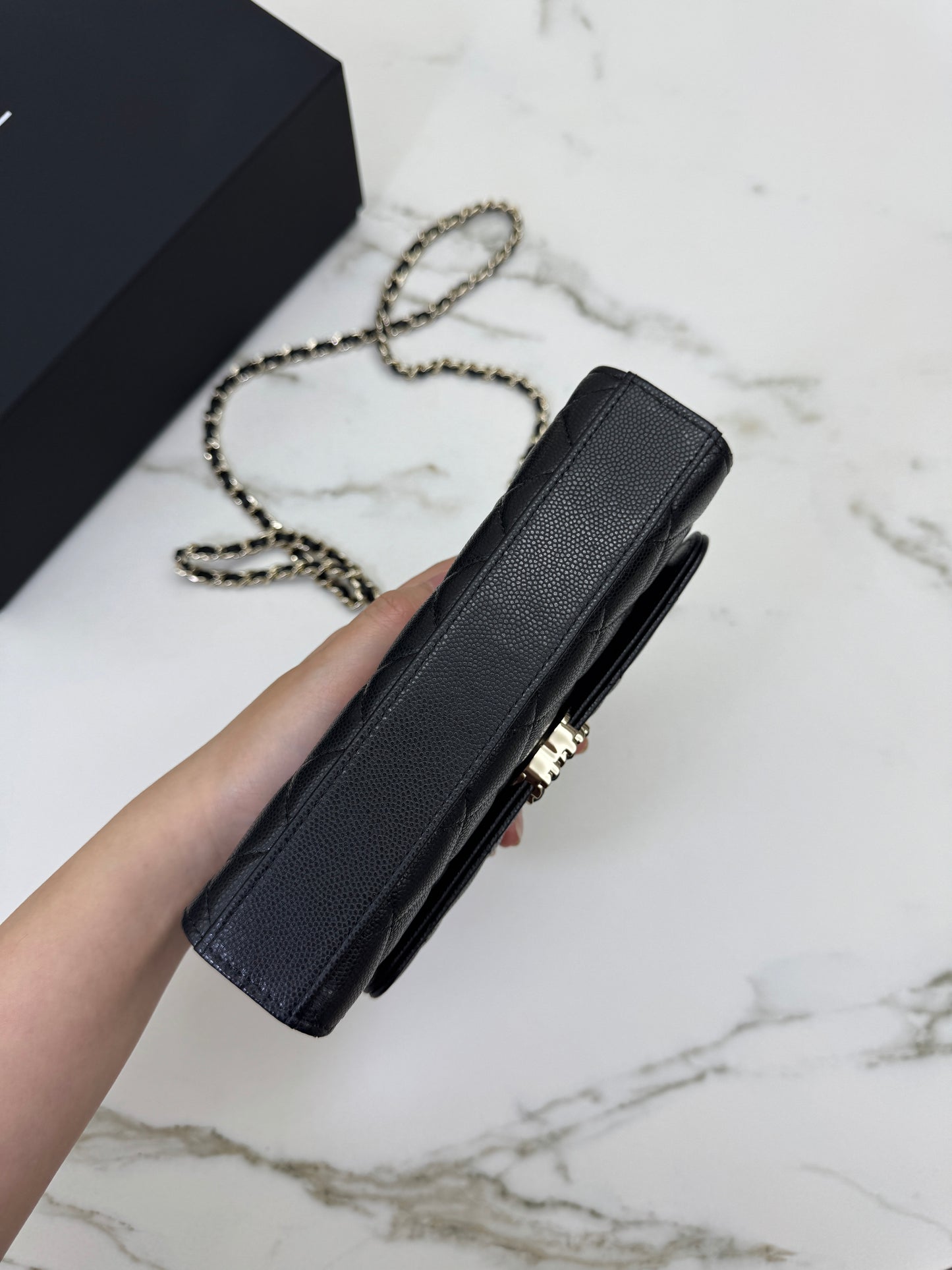 CHANEL 25S Kelly 橫版手機包 黑色