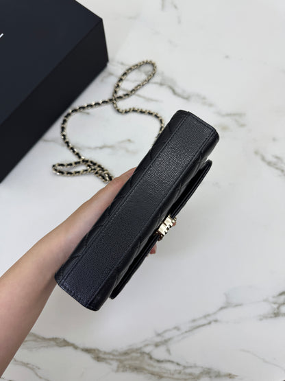 CHANEL 25S Kelly 橫版手機包 黑色
