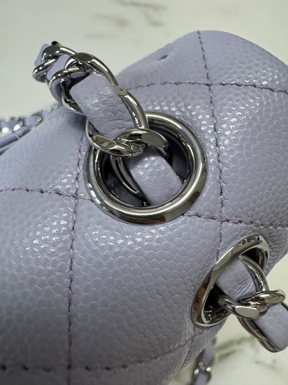 CHANEL CF25 Medium 21K香芋紫銀扣 牛皮 caviar