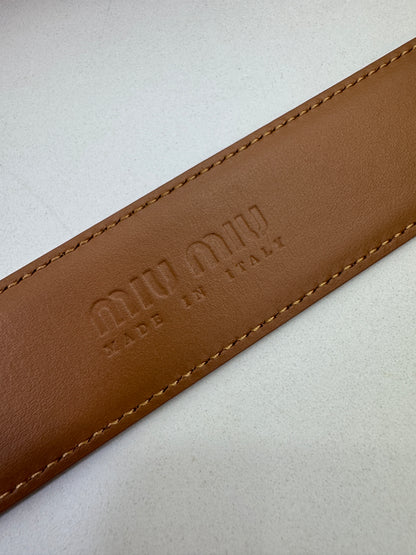MIU MIU 皮帶 淺棕色金扣