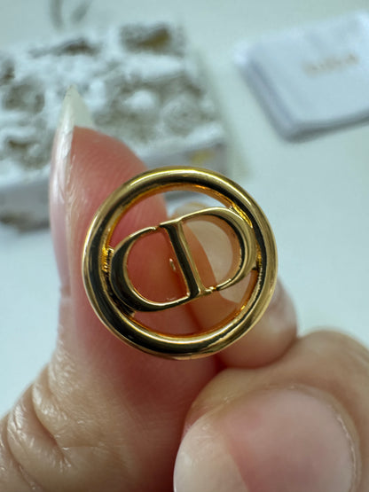 DIOR CD圓形鏤空耳環