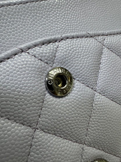 CHANEL CF25 Medium 21K香芋紫銀扣 牛皮 caviar