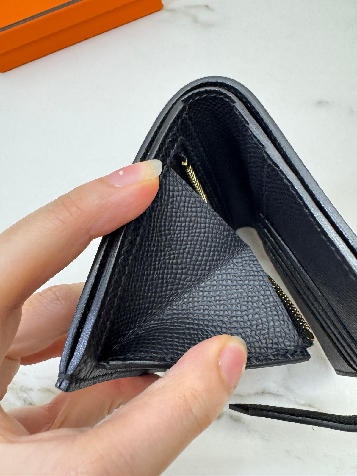 HERMES Bearn Compact Wallet 黑金 Epsom