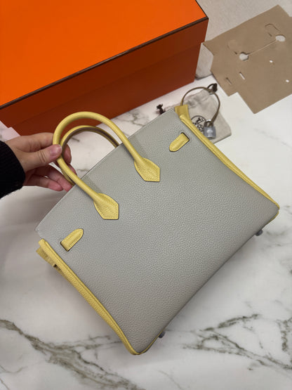 HERMES Birkin25 SO 珍珠灰拼小雞黃 Togo PHW