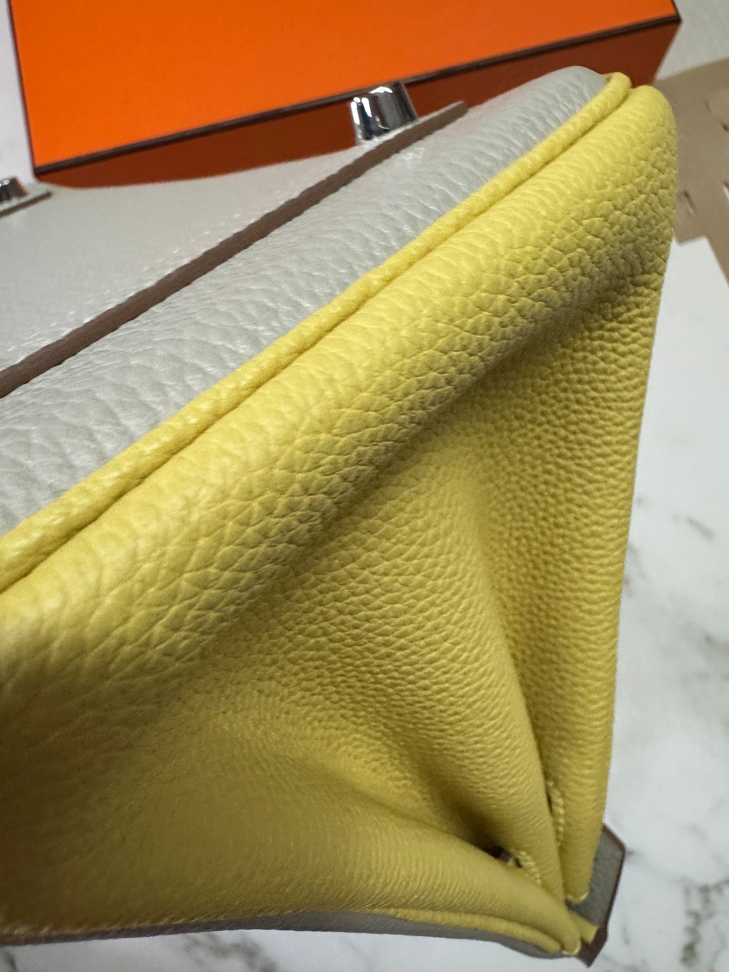 HERMES Birkin25 SO 珍珠灰拼小雞黃 Togo PHW