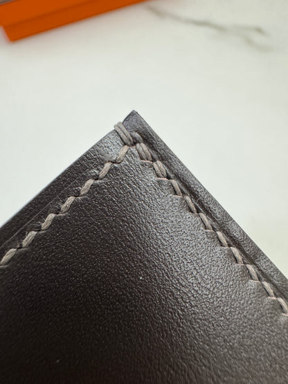 HERMES Bearn Compact Wallet 烏木色Box皮 Ebene GHW