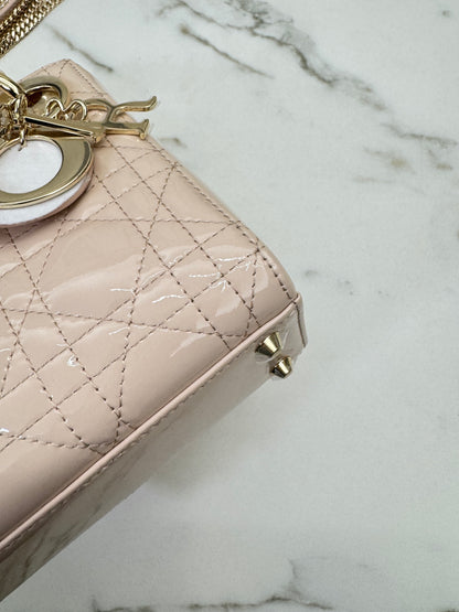 DIOR Mini Lady Dior Powder Beige 漆皮胭脂米 Shiny Calfskin