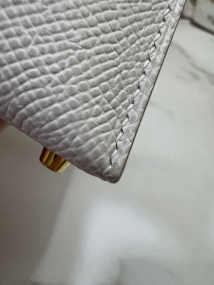 HERMES Mini Kelly II 奶昔白金扣 Epsom Craie GHW