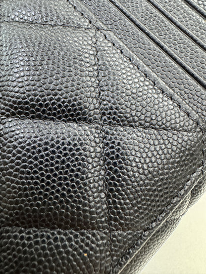 CHANEL 雕刻扣L型拉鏈小錢包