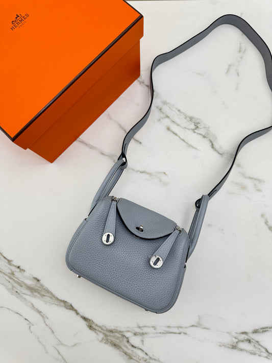 HERMES Mini Lindy II 木偶灰銀扣 TC Gris Platin PHW