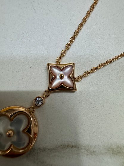 LV Color Blossom 粉貝母x白貝母 玫瑰金項鏈