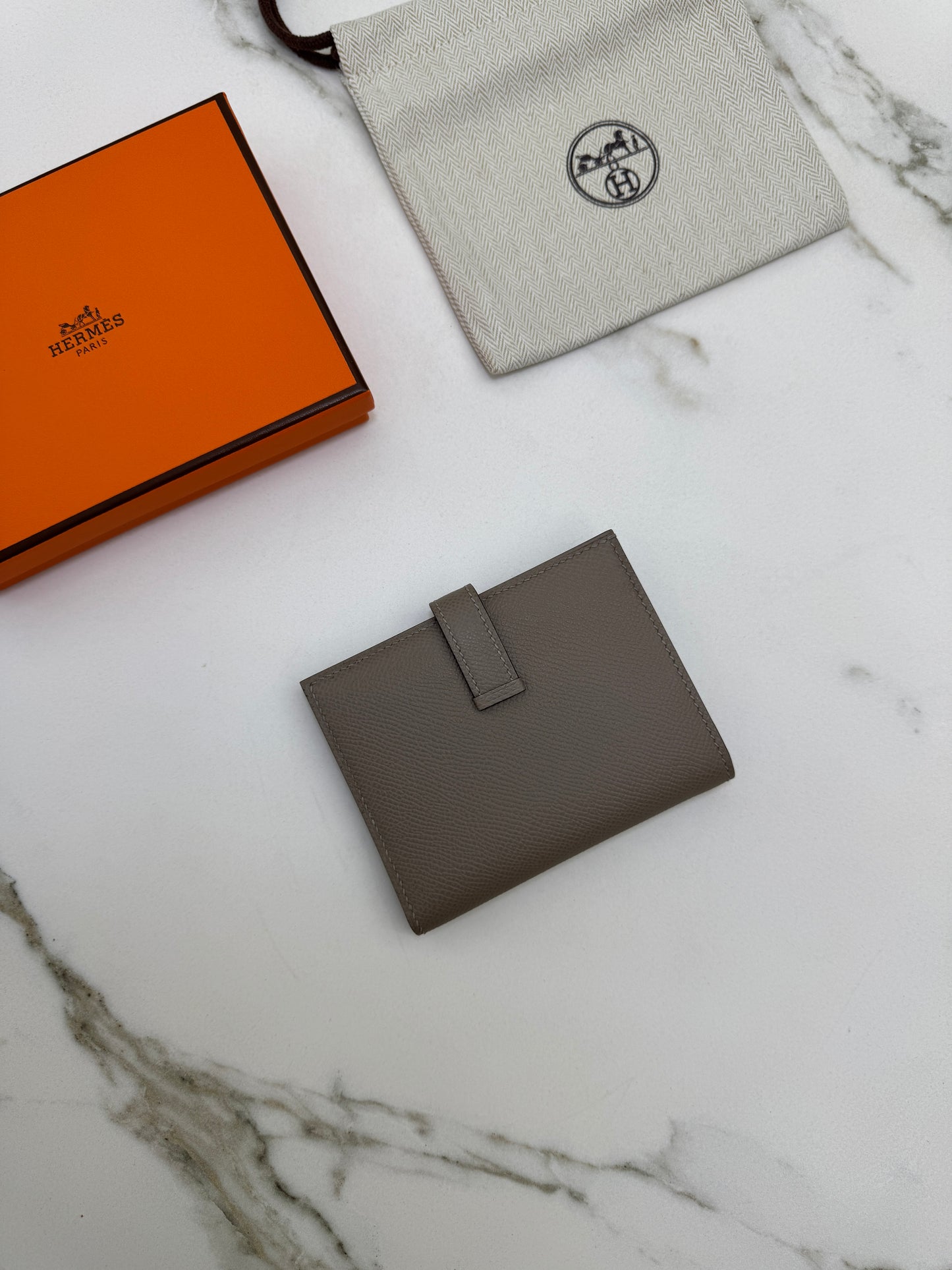 HERMES Bearn Wallet 瀝青灰銀扣 Epsom M8 Gris Asphalt PHW