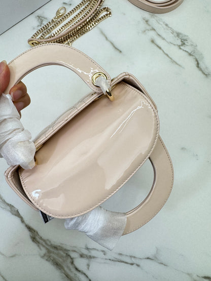 DIOR Mini Lady Dior Powder Beige 漆皮胭脂米 Shiny Calfskin