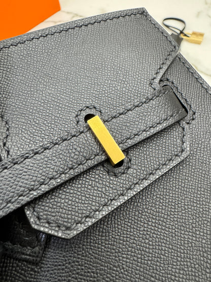 HERMES Birkin 25 黑色 Madame 拉絲金扣 89 Noir Sellier