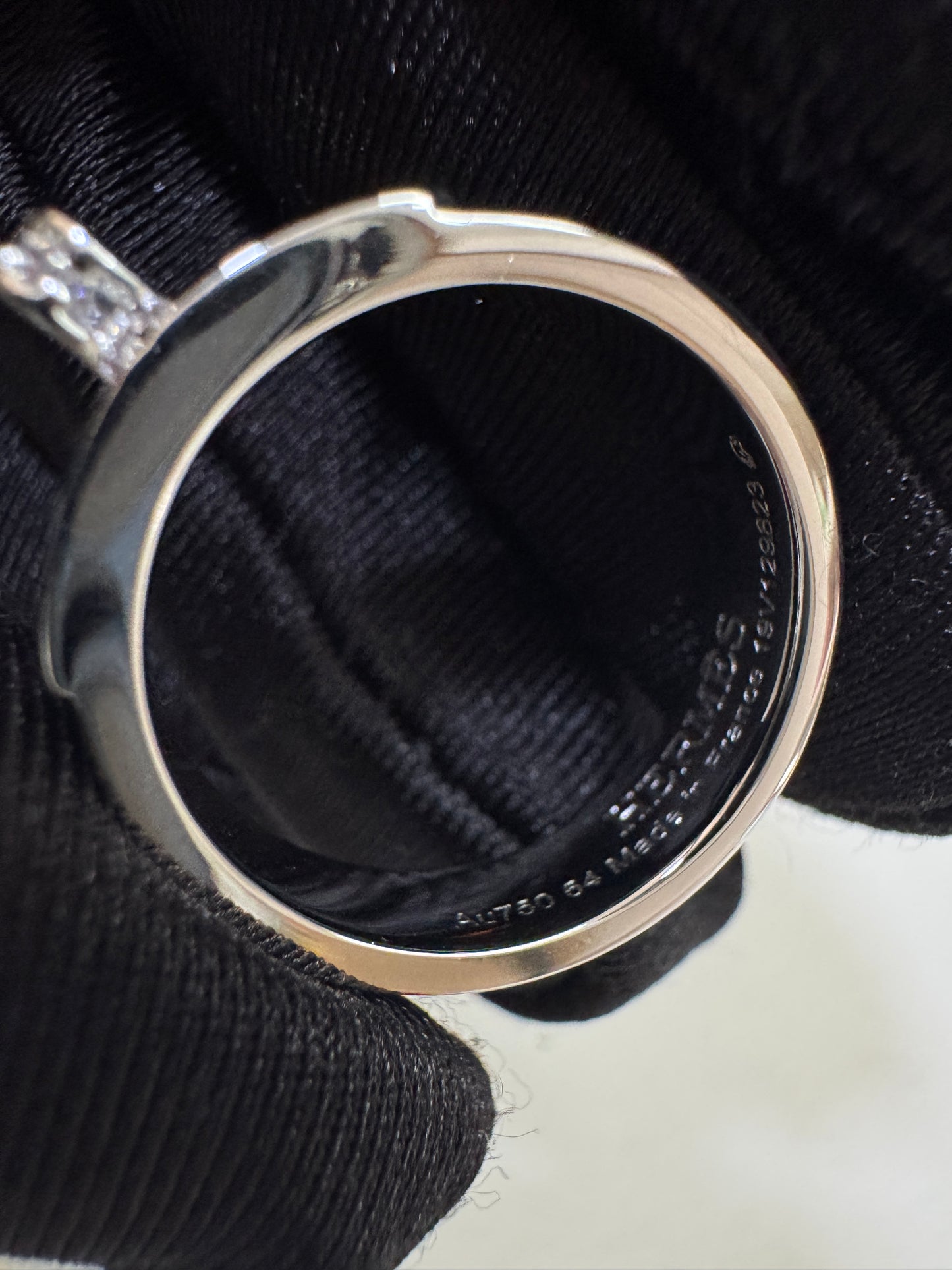 HERMES Kelly 滿鑽戒指 白金色