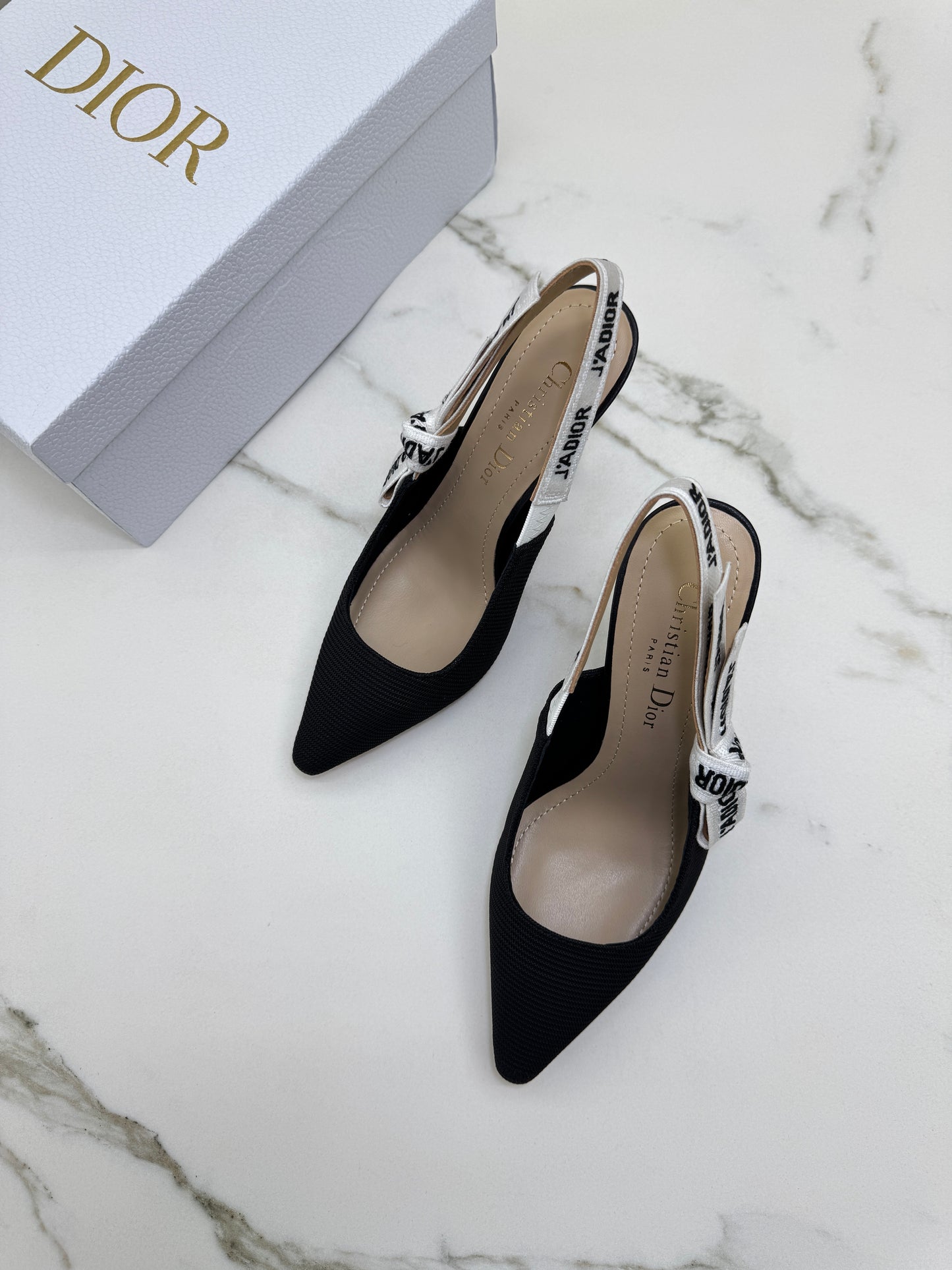 DIOR J'adior Slingback 黑色科技布 10cm