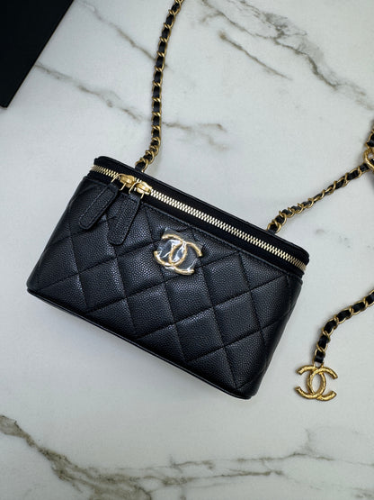 CHANEL 24S 調節扣 珠光黑長盒子