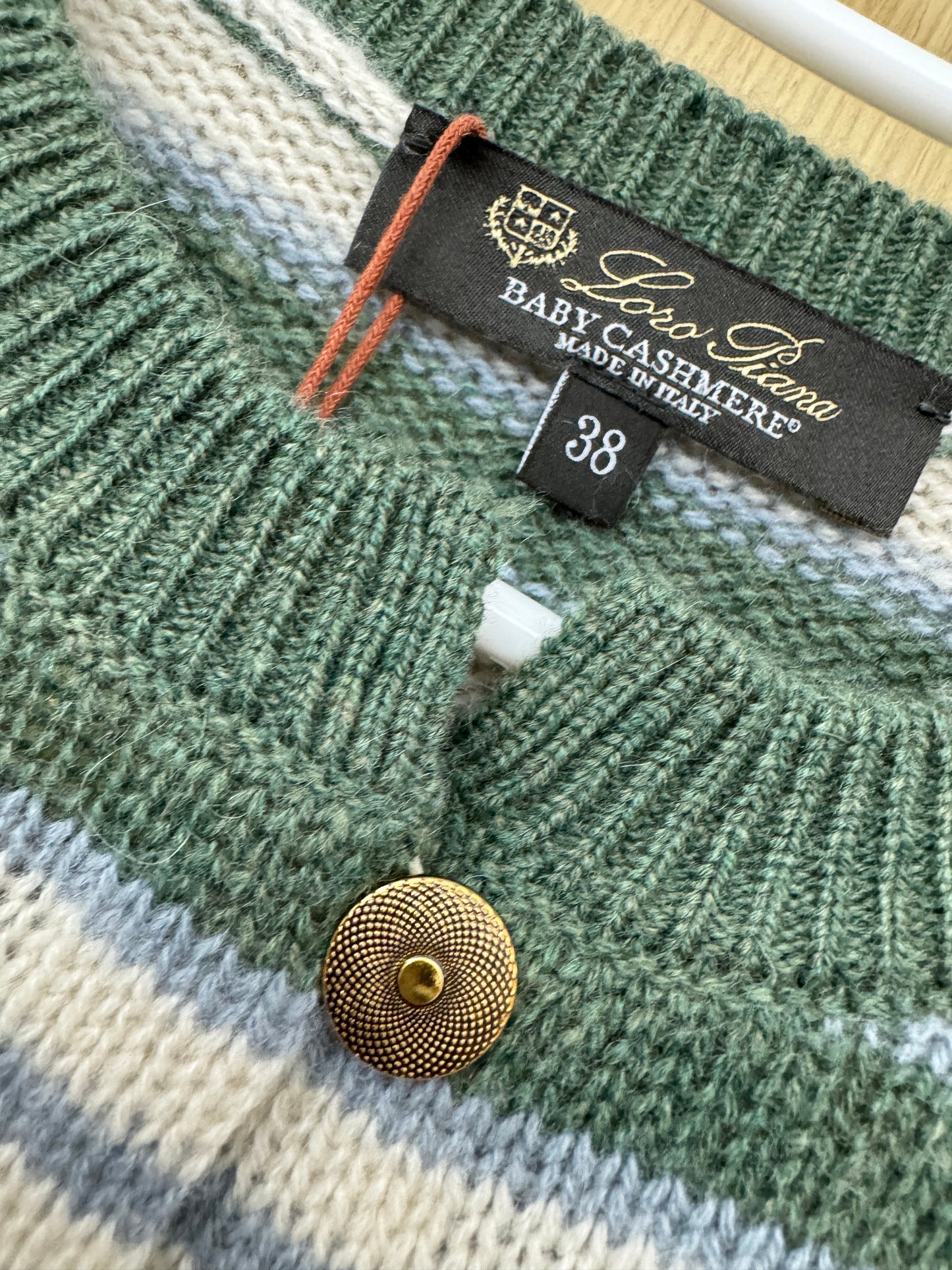 LORO PIANA Baby Cashmere Fobello Stripes Cardigan Green
